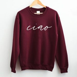 Ciao Hello Unisex Crewneck Sweatshirt Maroon